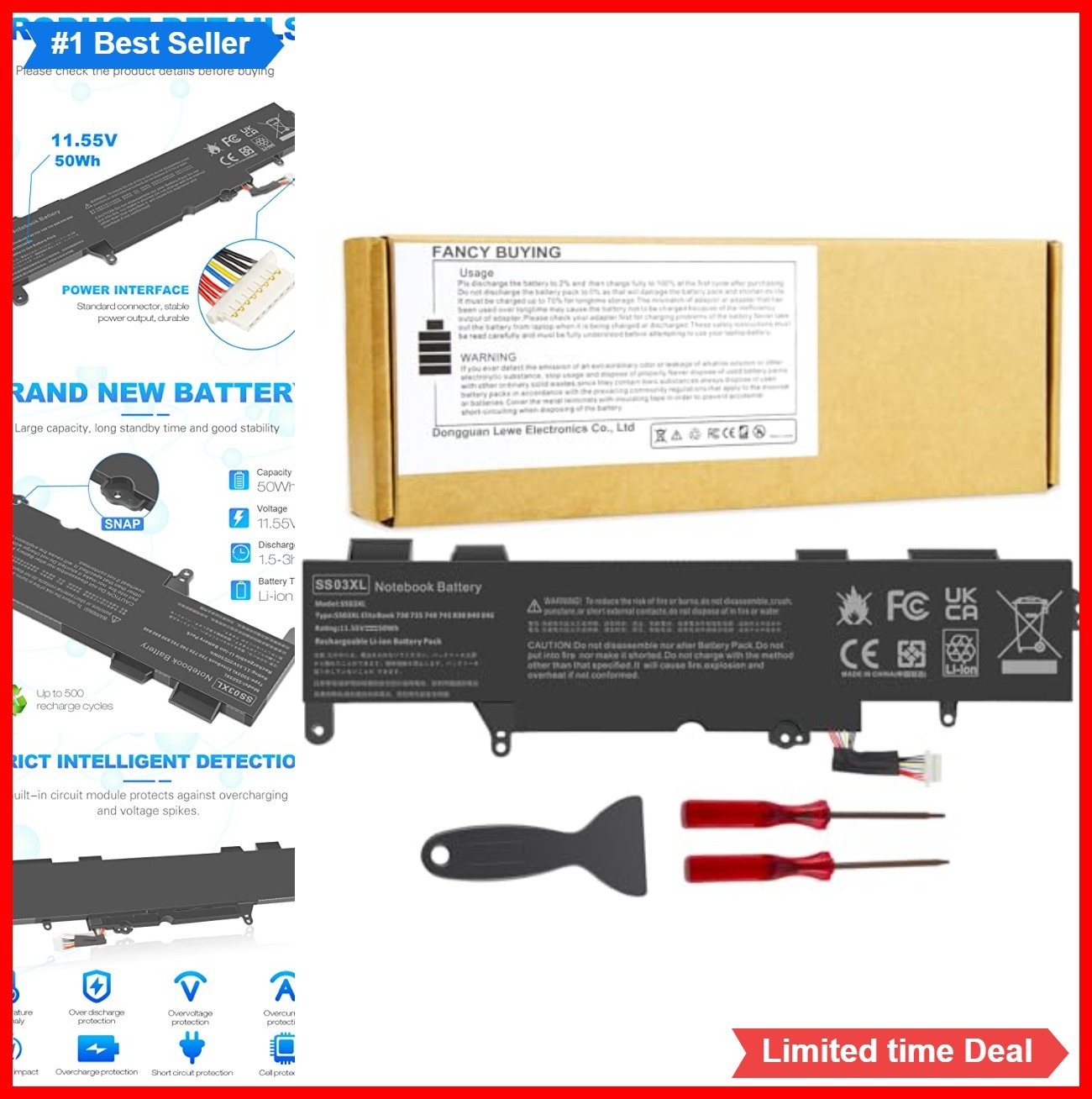 11.55V 50Wh Laptop Battery 3 Cell Li-ion for EliteBook 840 G5 840 G6 ZBook 14U