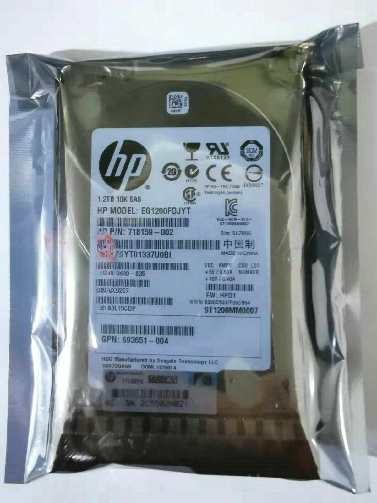 FOR HPE 1.2TB 6G 10K SAS 2.5" SFF SC Gen8 718162-B21 718292-001 718159-002 B