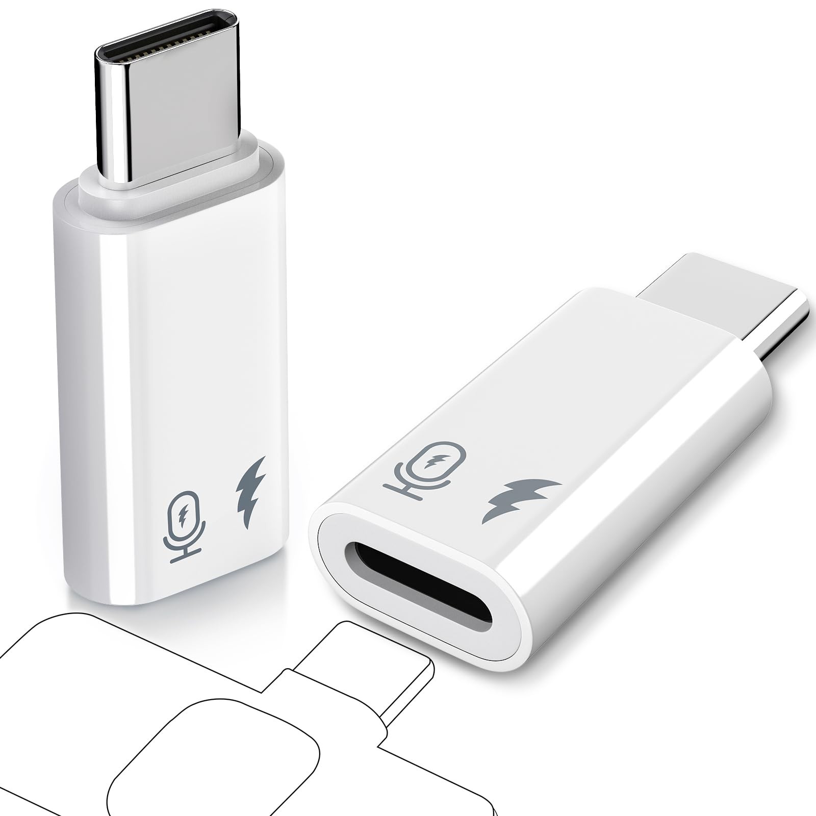 White USB C to Lavalier Microphone Adapter