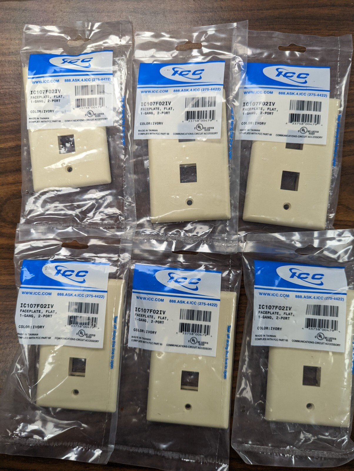 ICC Single Gang Faceplate Flat 2 Port Ivory IC107F02IV