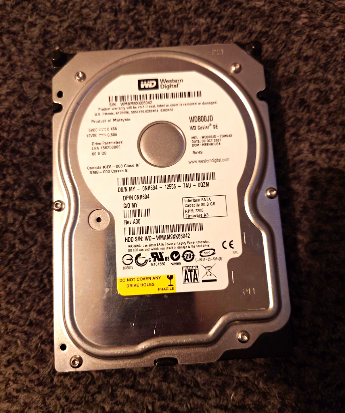 Western Digital WD Caviar SE WD800JD 80GB 3.5in SATA 7200RPM 8MB PC