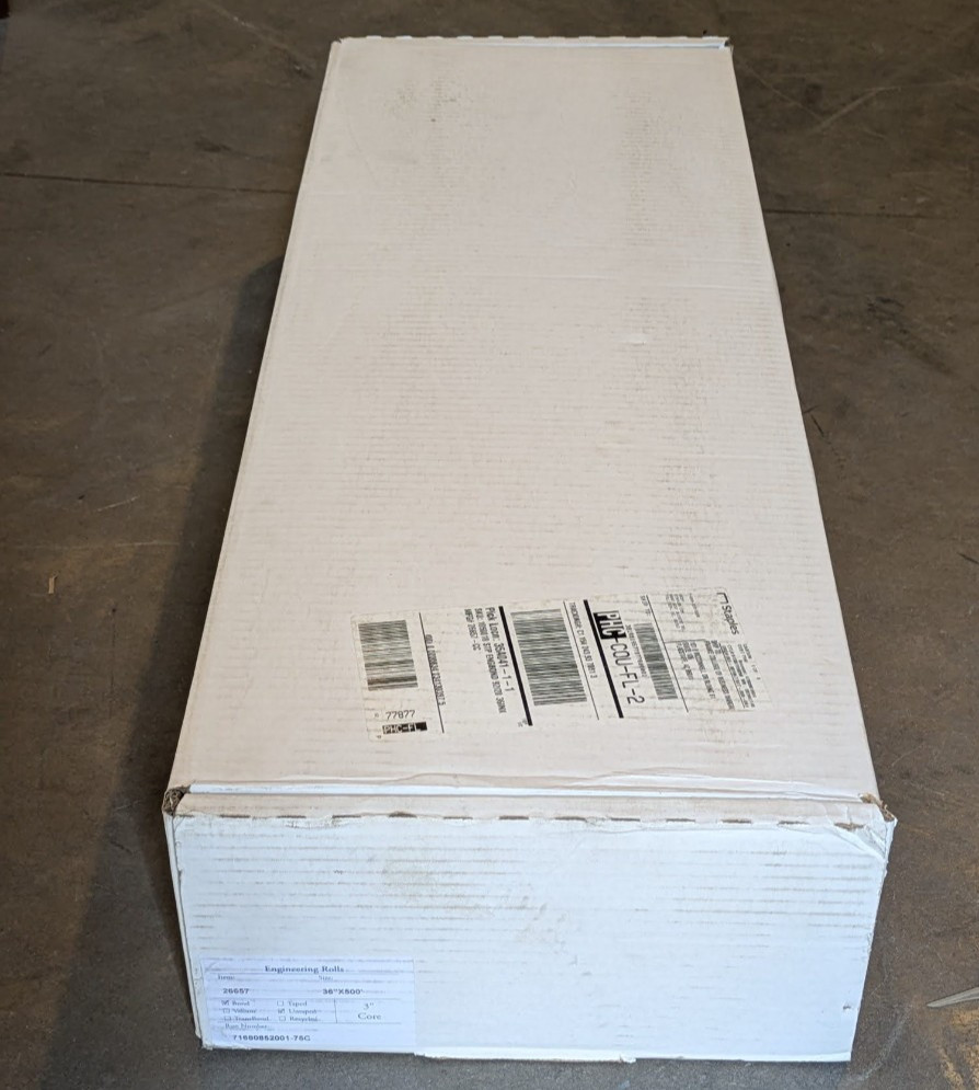 2 Rolls Wide Format Engineering Paper Matte 36" x 500' 3"Core 20LB 92 Brightness