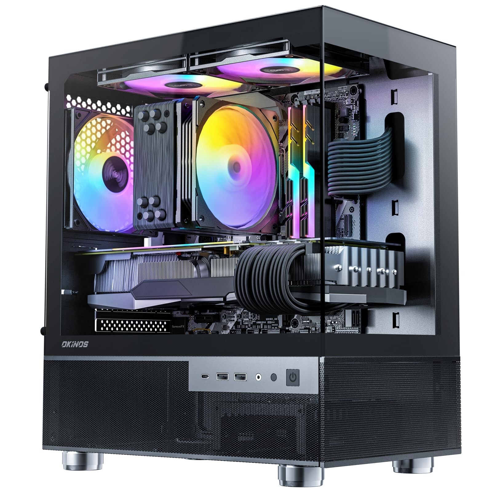 Aqua 3, Micro ATX Case, MATX PC Case with 3 X 120mm 3-Pin ARGB Fan Pre-Instal...