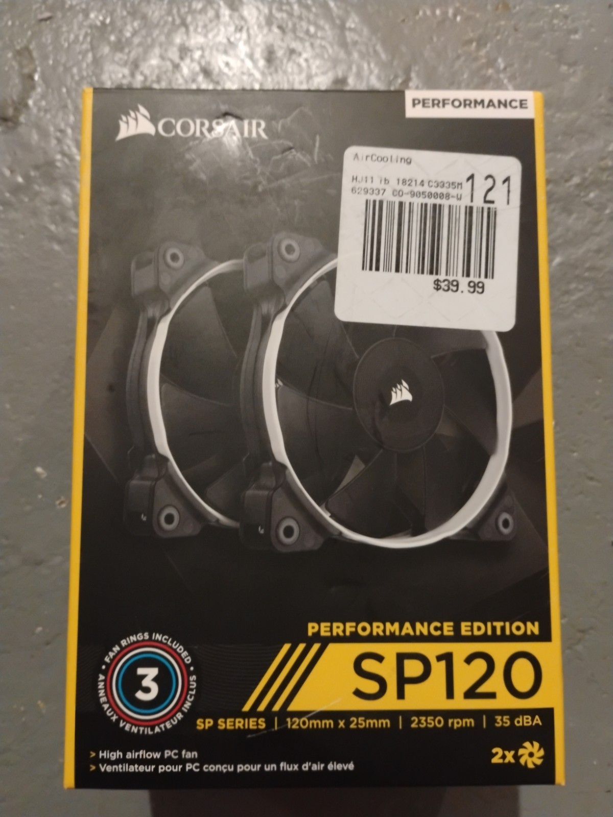 Corsair SP120 Performance Edition 120mm X 25mm 2350 RPM Fans 2 PACK OPEN BOX