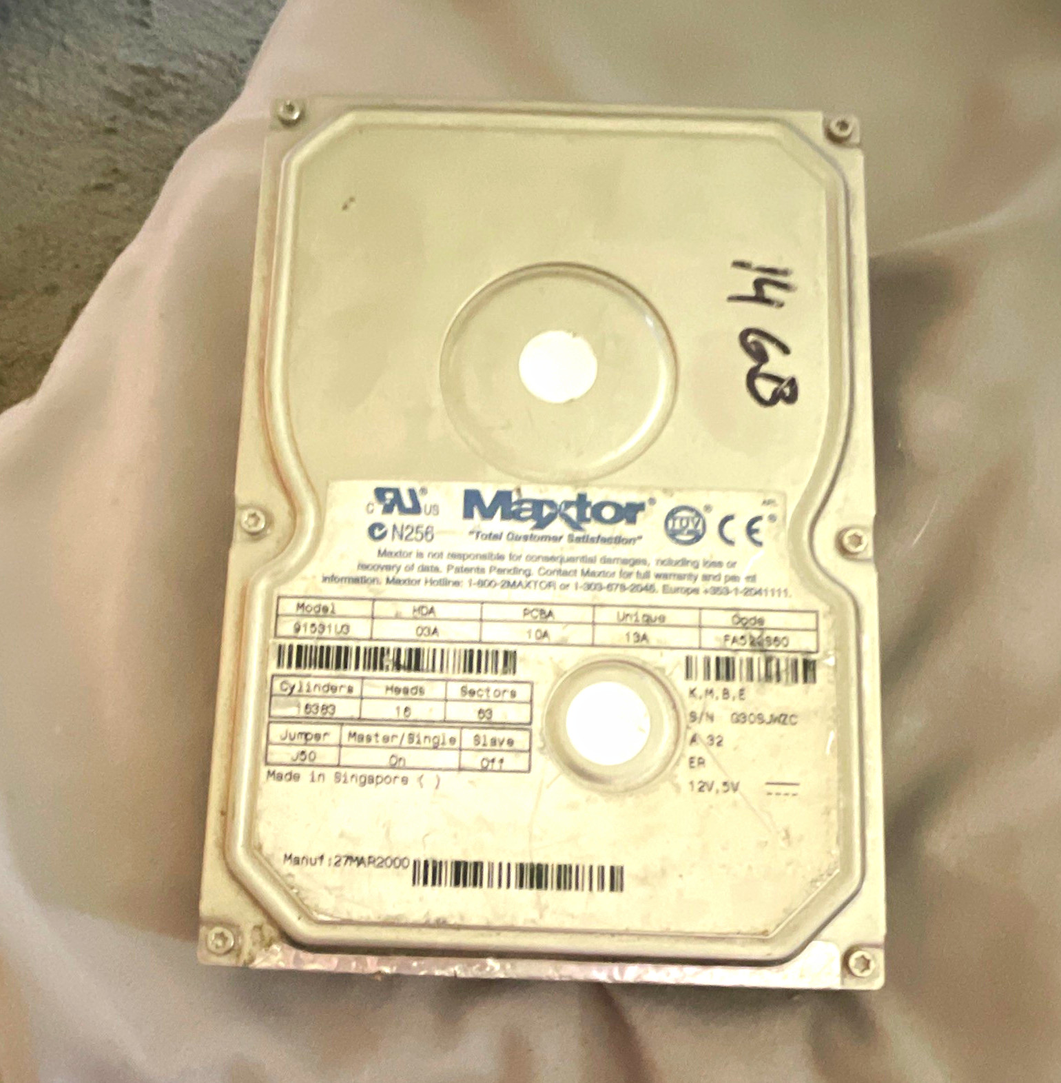 Maxtor DiamondMax 91391U8 13.9GB 3.5" IDE 5400RPM 512KB HDD ATA-66