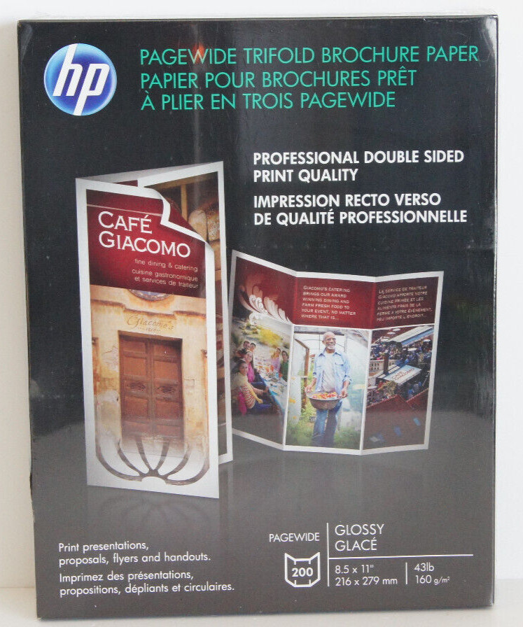 HP PAGEWIDE 8.5x11 DBL Sided TriFold Brochure Glossy Paper InkJet LOT 200 Pages