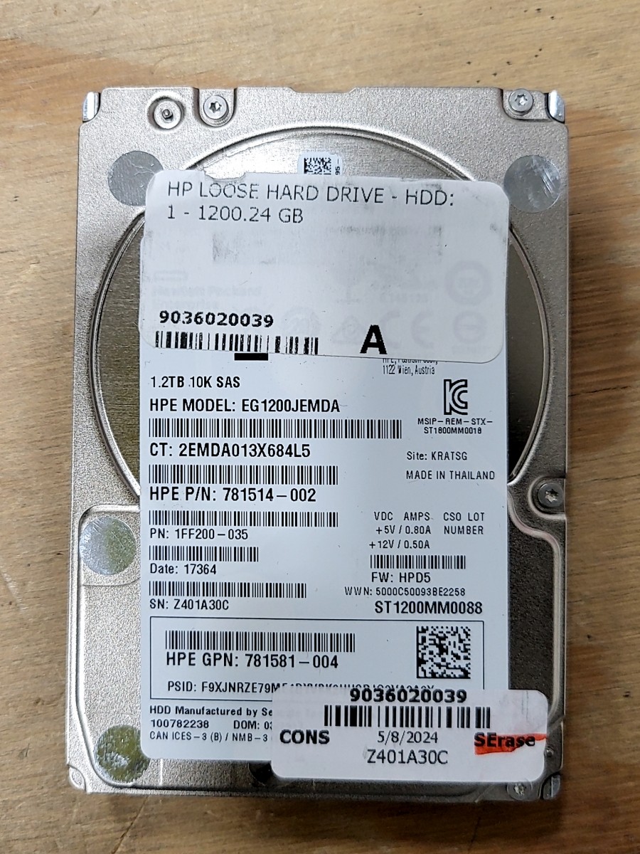 HP EG1200JEMDA 781514-002 Hard Drive 1.2TB 2.5" SAS