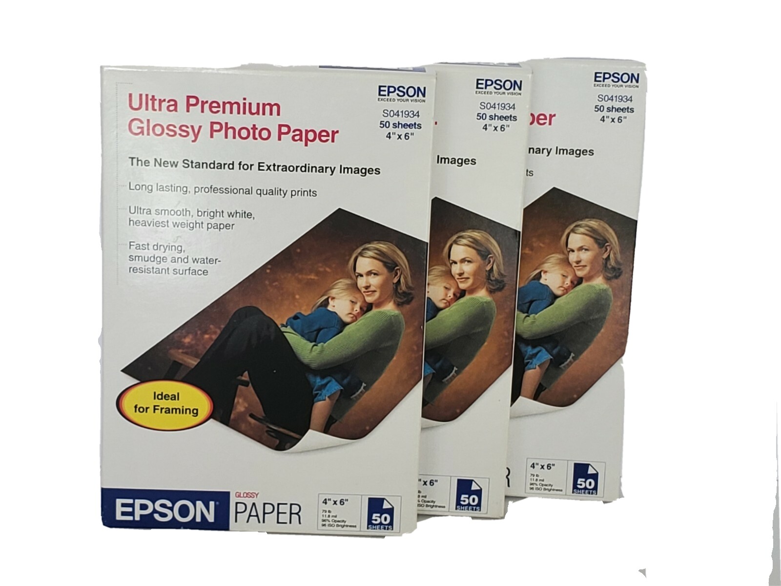 3PACK Epson Genuine Premium Photo Paper Glossy 4x6 79lb 50Sheet Pack Ink Jet New