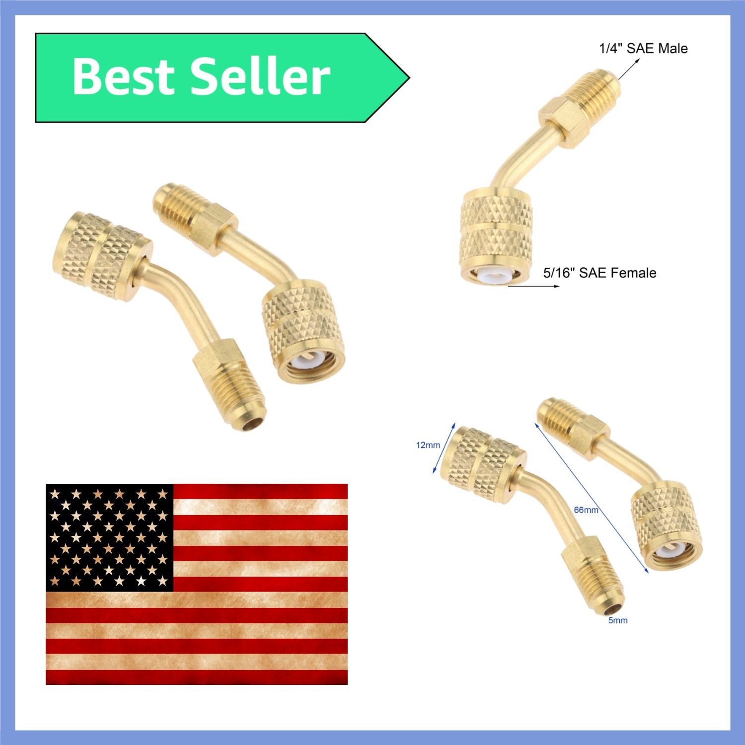 R410a Adapter 5/16 Female, 1/4 Male SAE Swivel Adapter Fits for Mini Split Sy...
