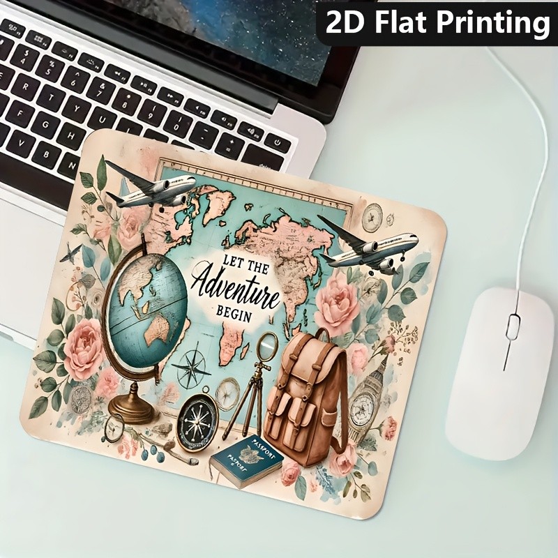 1pc High-Quality Non-Slip Computer Mouse Pad with World Map, for Travel, Offic