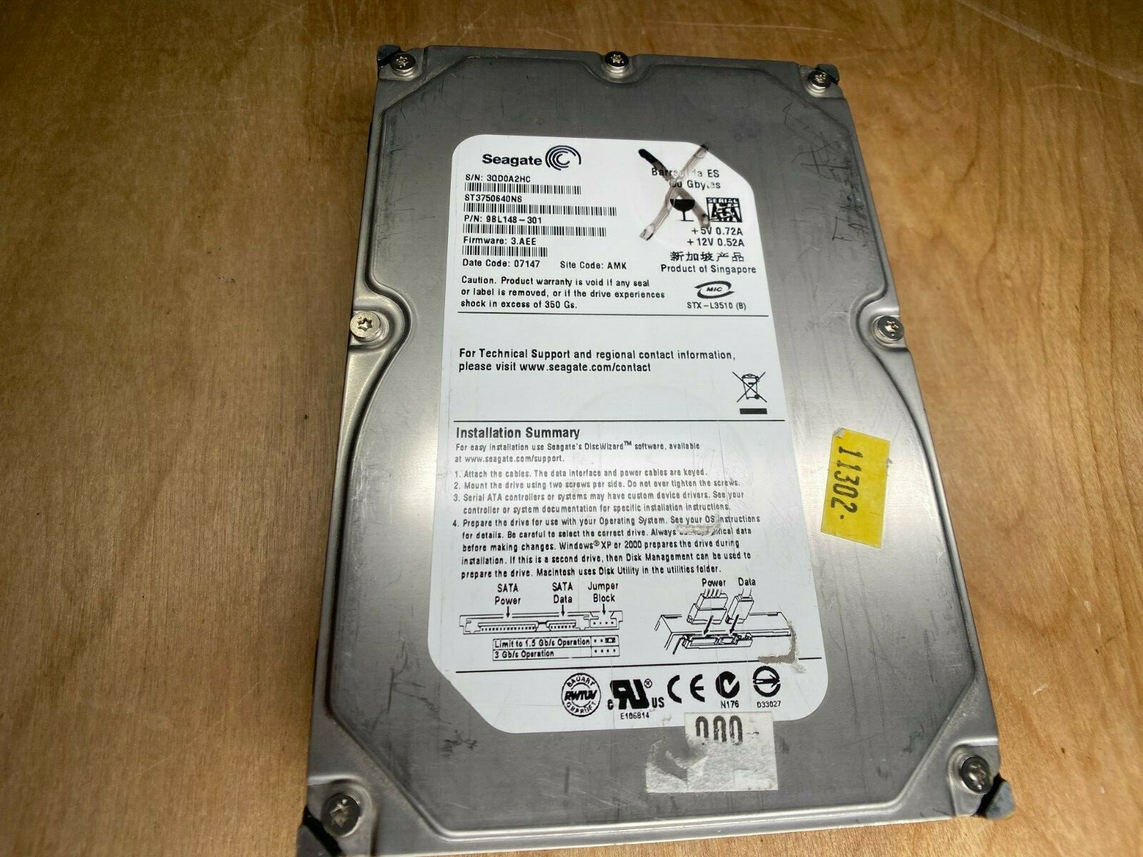 Seagate ST 3750640NS  Barracuda ES (PARTS ONLY)