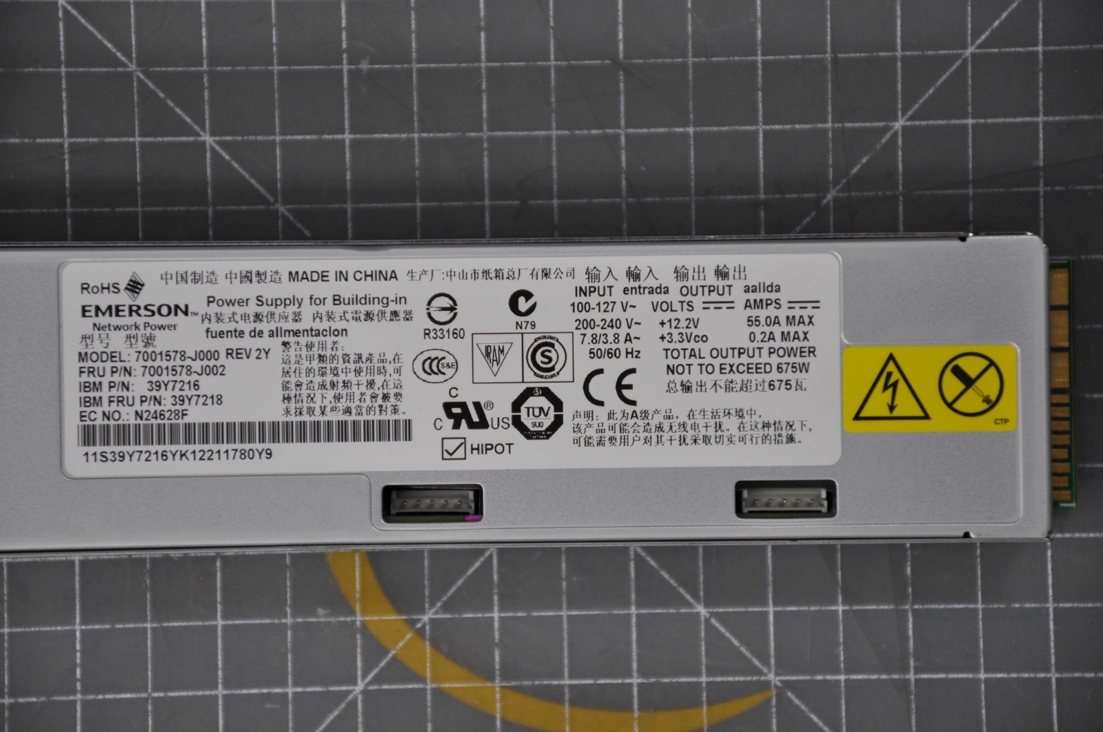 IBM POWER SUPPLY 675W ISYSTEM X3530 M4 X3550 M3 X3620 X3650 X3690 USED 39Y7218