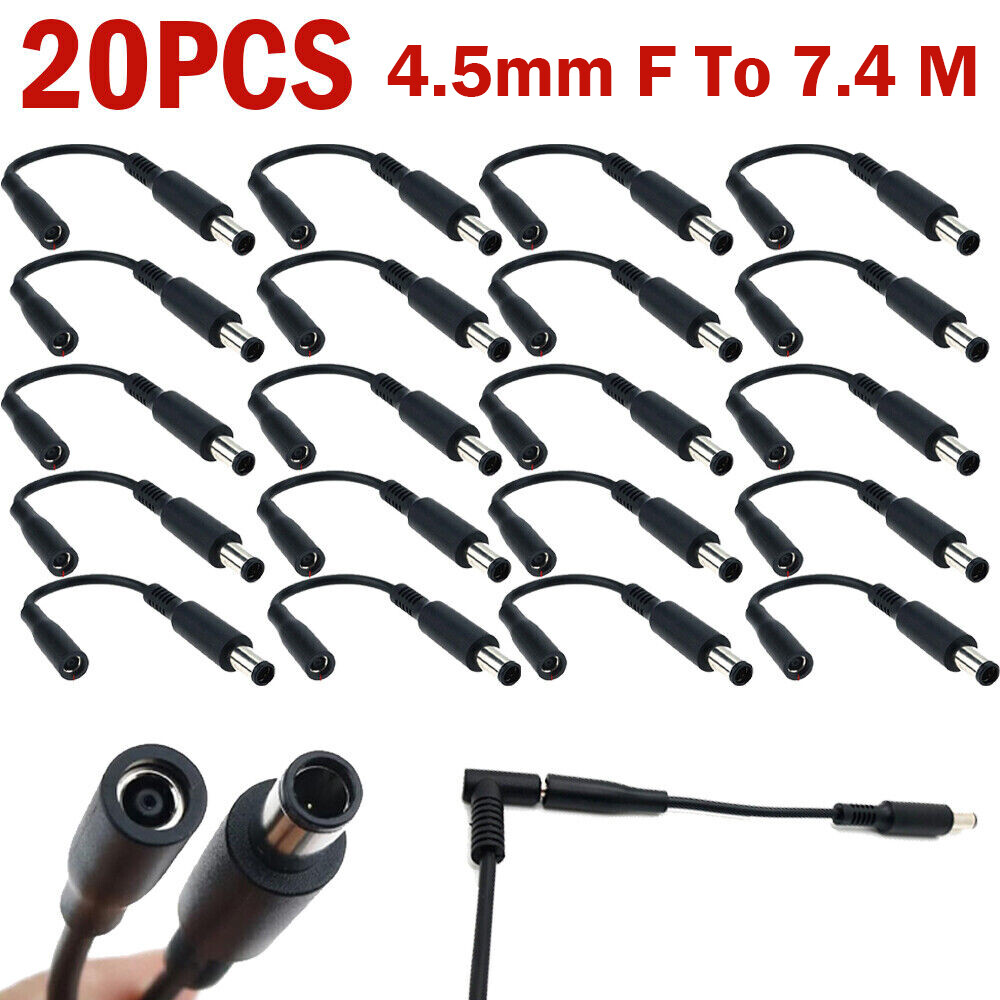 20Pcs DC Power Charger Adapter Charging Converter Cable For Dell 4.5mm To 7.4mm
