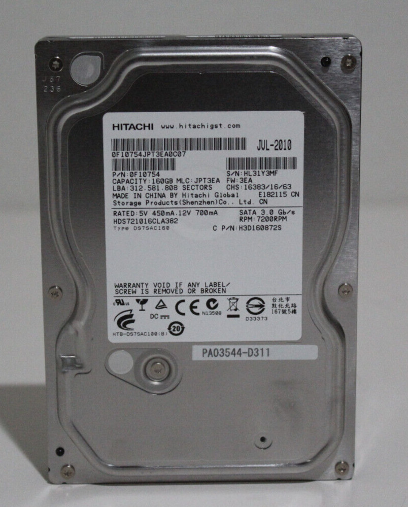 Hitachi Deskstar HDS721016CLA382 160GB Internal 7200 RPM 3.5" SATA II HDD