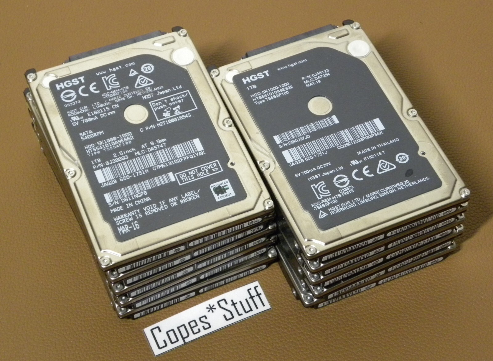 LOT (10) 1TB HGST Apple HTS541010A9E662/632 SATA 2.5" HDD Hard Drive