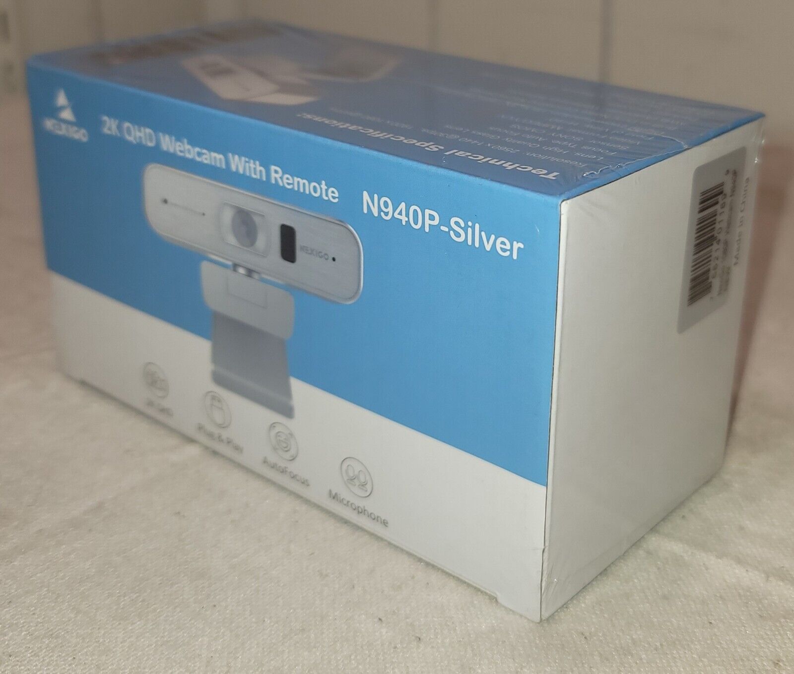 NexiGo N940P Silver 2K Zoomable Webcam w/ Remote 1080P 60FPS 3X Zoom Unopened