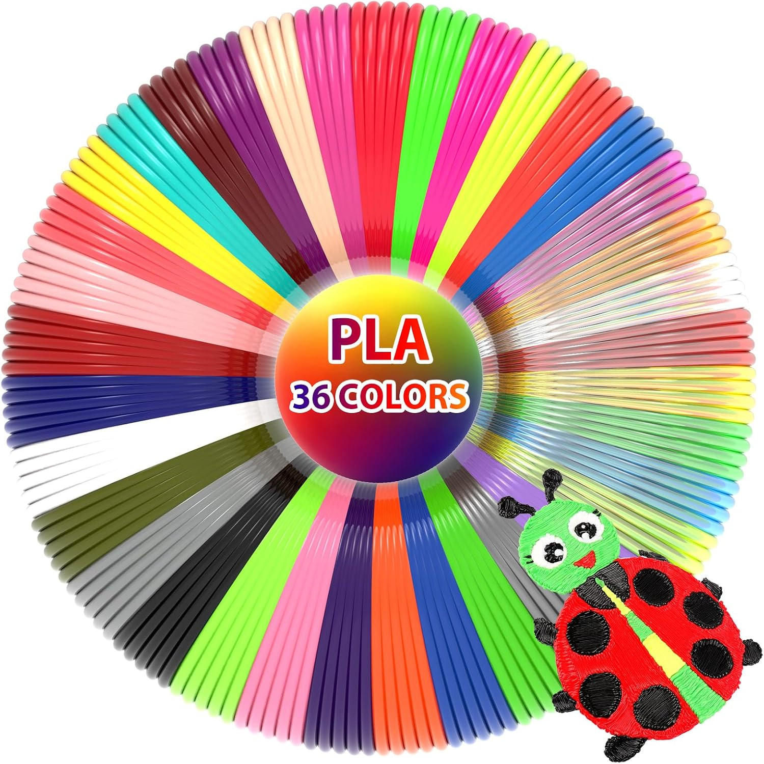 36 Colors 3D Pen PLA Filament Refills, 1.75Mm High-Precision 3D Printing Pen