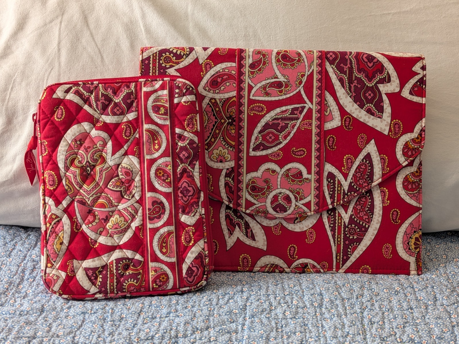Lot of 2: Vera Bradley RARE Rosy Posies Folio Organizer & Zippered Tablet Case