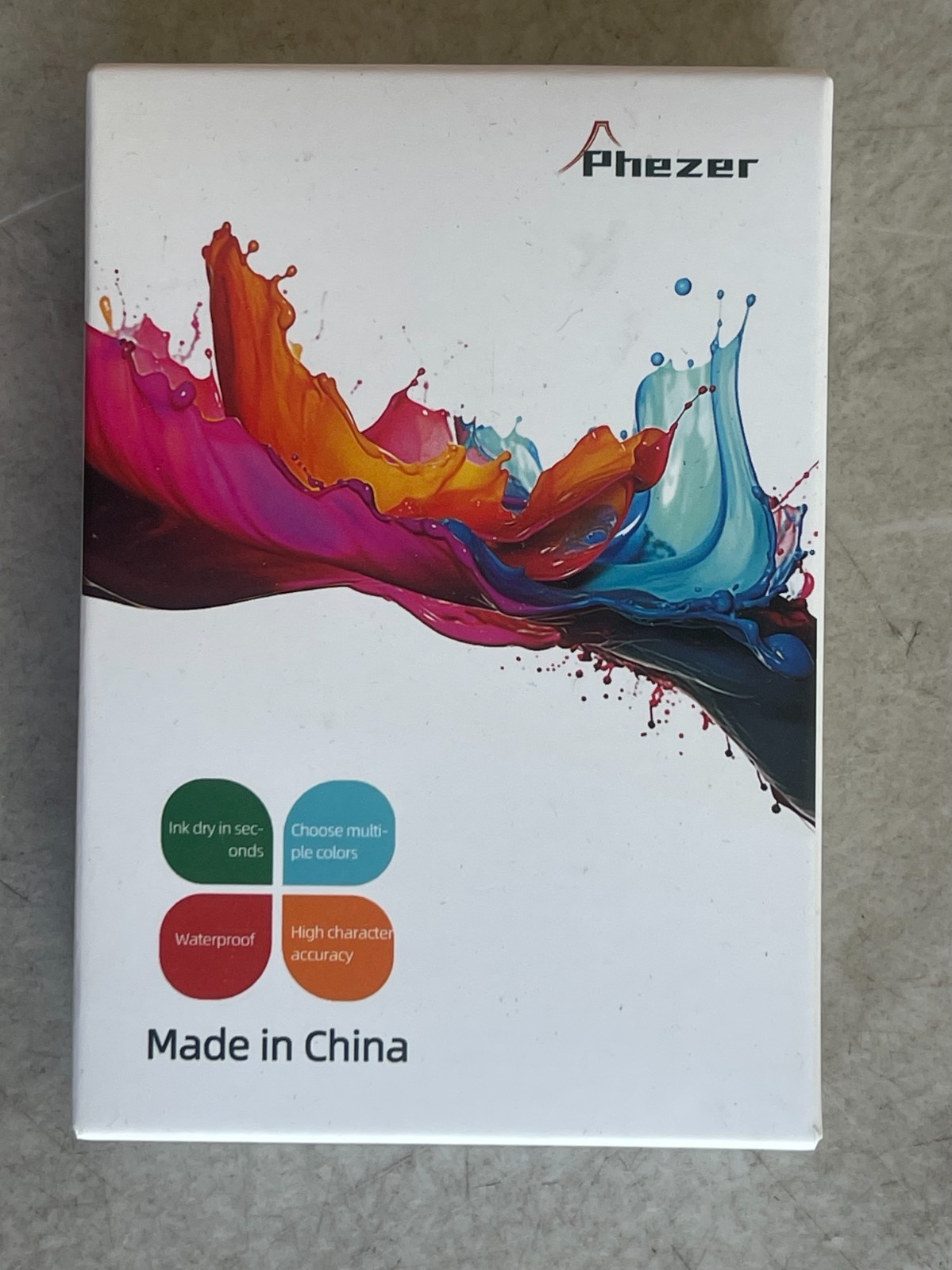 Phezer Original Quick Drying Ink Cartridge Black 42ml Waterproof Handheld Inkjet