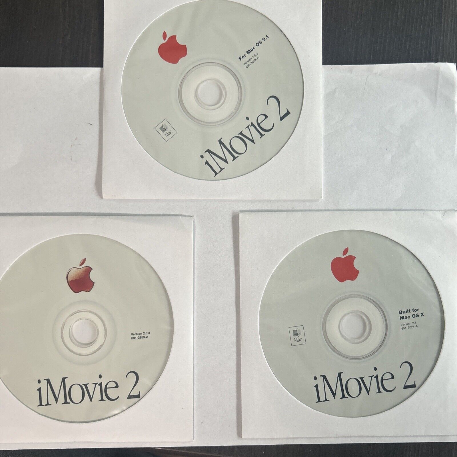Apple iMovie 2 Lot Of 3 CDs Version 2.1 Built For Mac OS X Disc & Mac OS 9.1