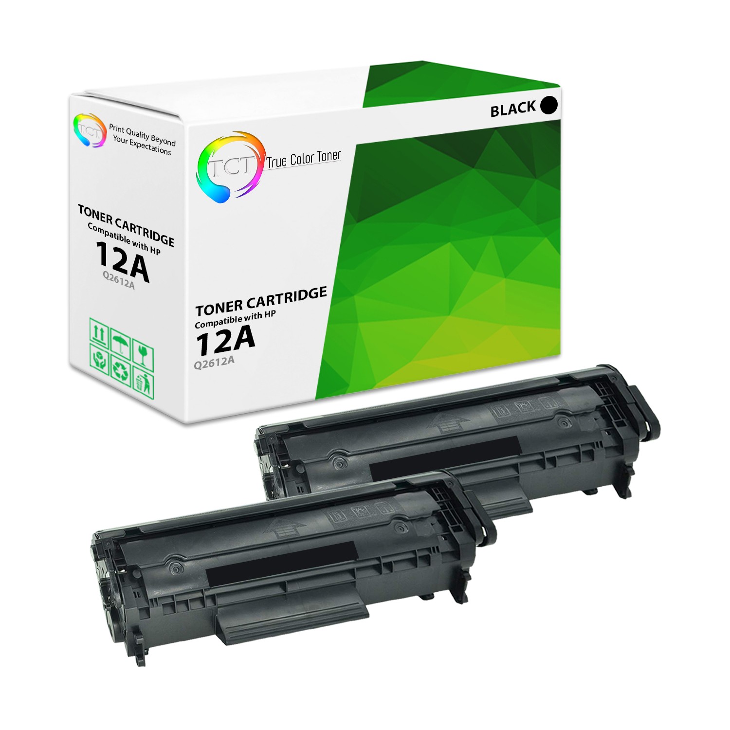 TCT 2 Black Q2612A 12A Toner Cartridge For HP LaserJet 1010 1012 1018 1020 1022