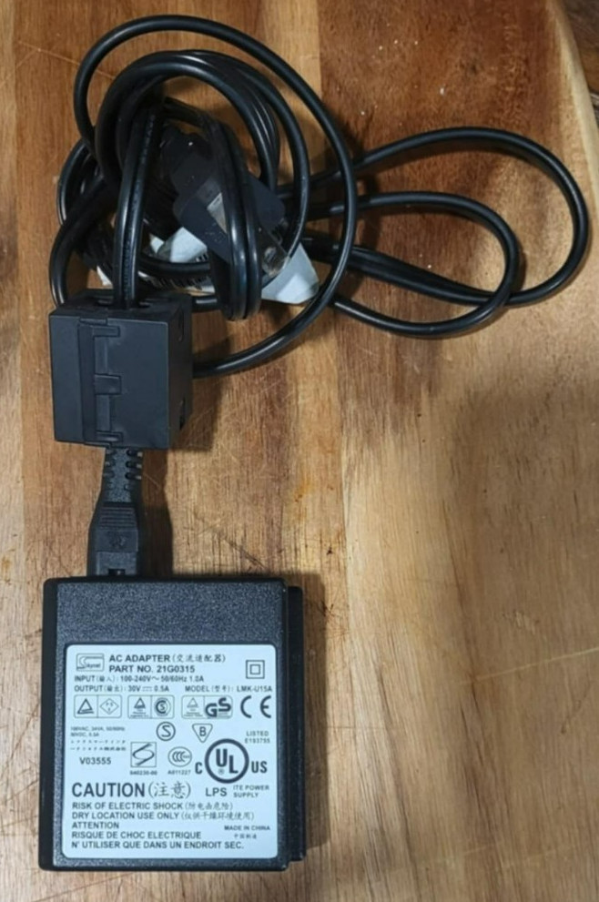 Skynet LMK-U15A AC Adapter 21G0315 30V 0.5A Power Supply Tested Working