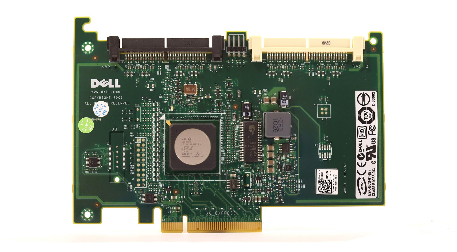 Dell PowerEdge 6/iR PCIe x8 SAS Integrated RAID Controller Card Dell P/N: 0YK838