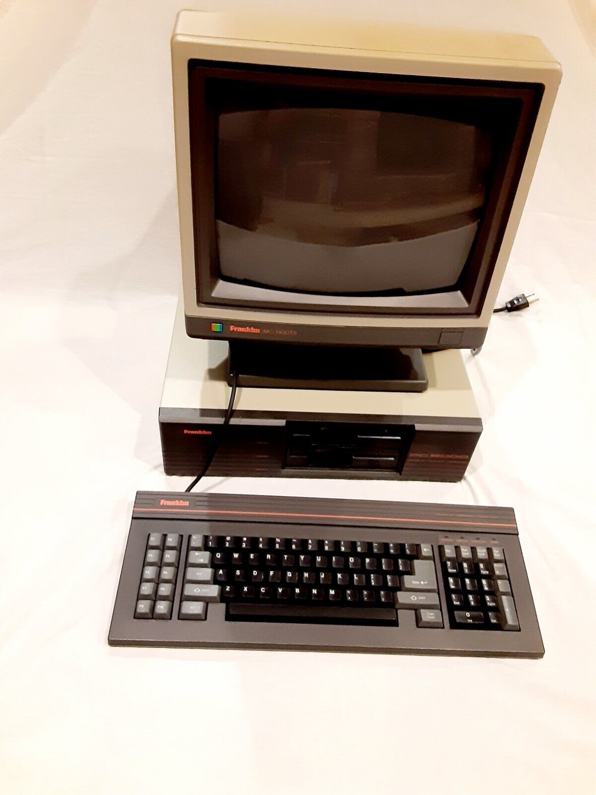 Vintage Frankiln PC8000 (computer, monitor, and keyboard) working set
