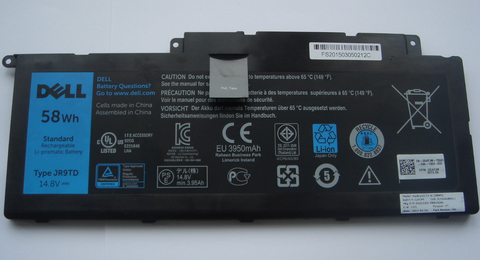 Original Dell JR9TD Battery 14.8V 58Wh 0G4YJM Genuine NEW