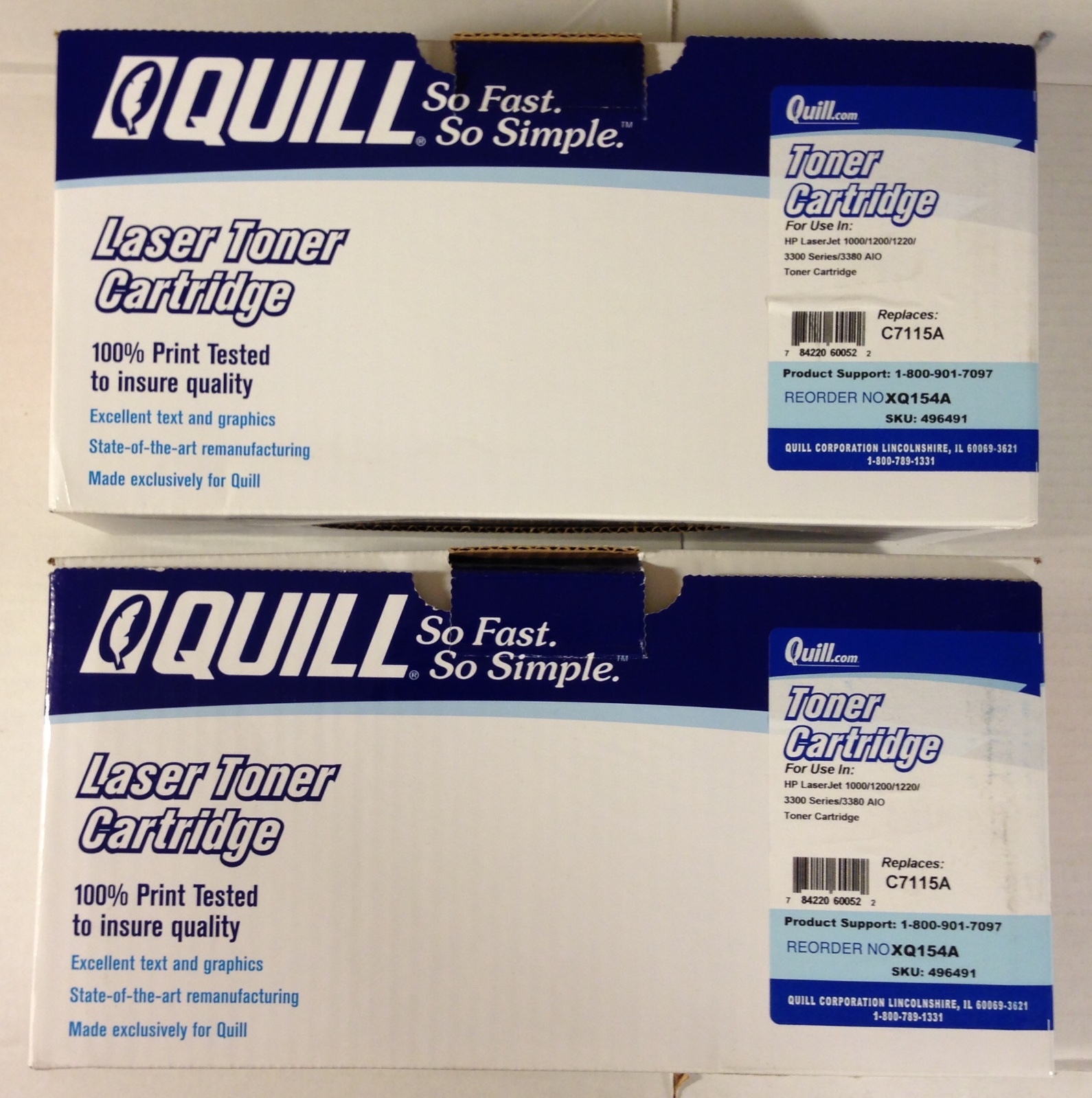 Quill Laser Toner Cartridges 15A for HP LaserJet 1000/1200/1220/3300/3380 2 Lot