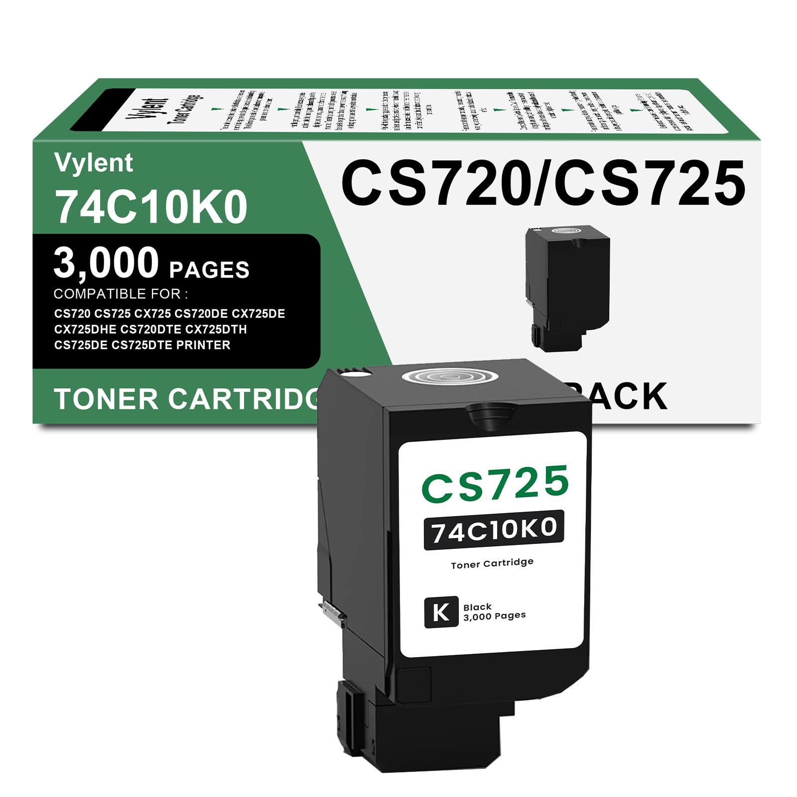 74C10K0 Black Toner Cartridge CS720 CS725 CX725 for CS720 1Pack