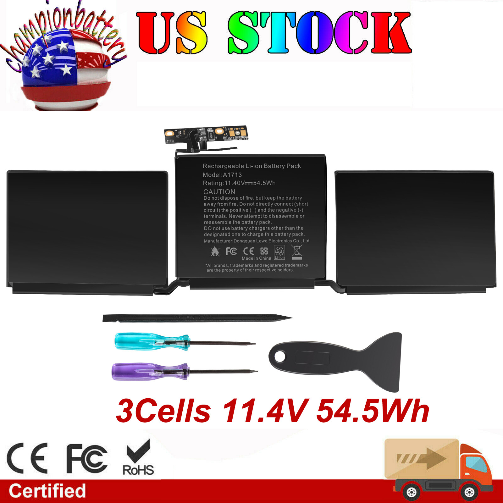 A1713 A2171 A2289 Battery For MacBook Pro 13" Retina A1708 Late 2016 Mid 2017 