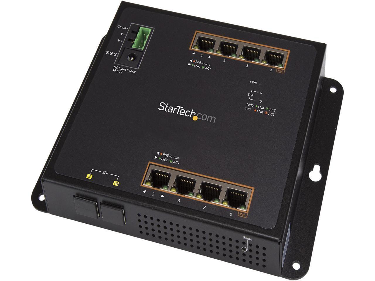 StarTech IES101GP2SFW StarTech.com Gigabit Ethernet Switch - 8 Port PoE+ plus 2