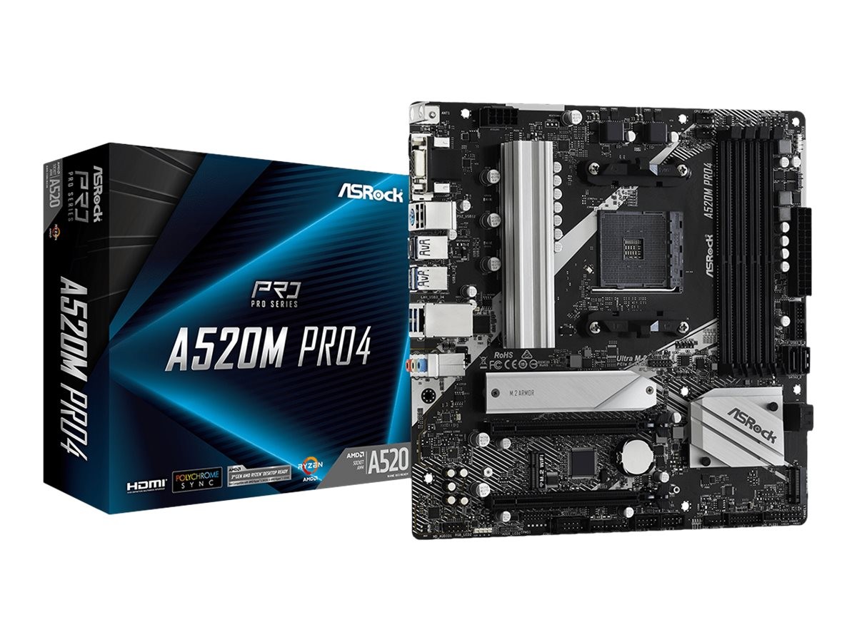 ASRock A520M Pro4 Micro-Atx Am4 AMD A520 AMD 90-MXBDU0-A0UAYZ Motherboard