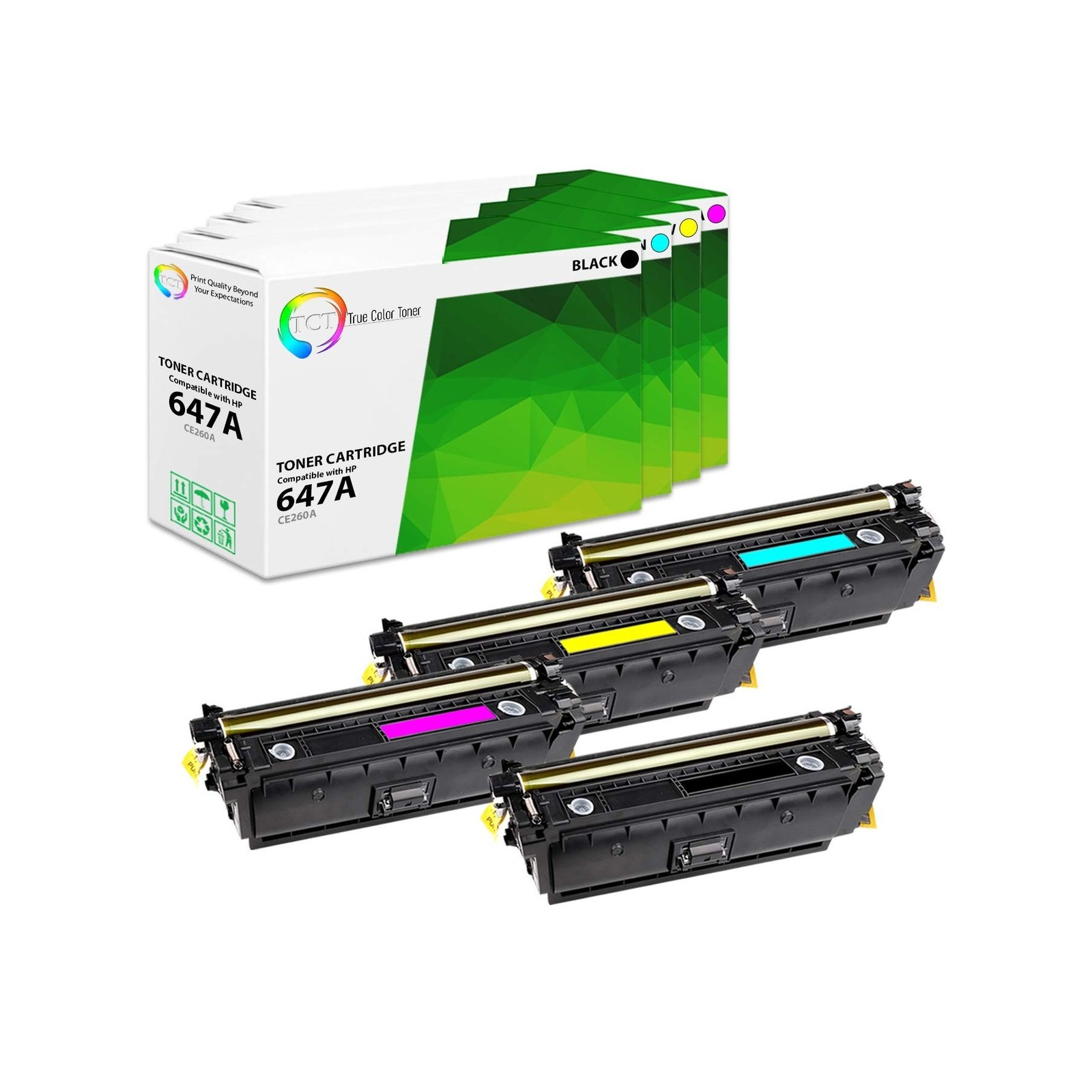 TCT 647A 648A Toner Cartridge 4 Pack - Premium Compatible Replacement for HP ...