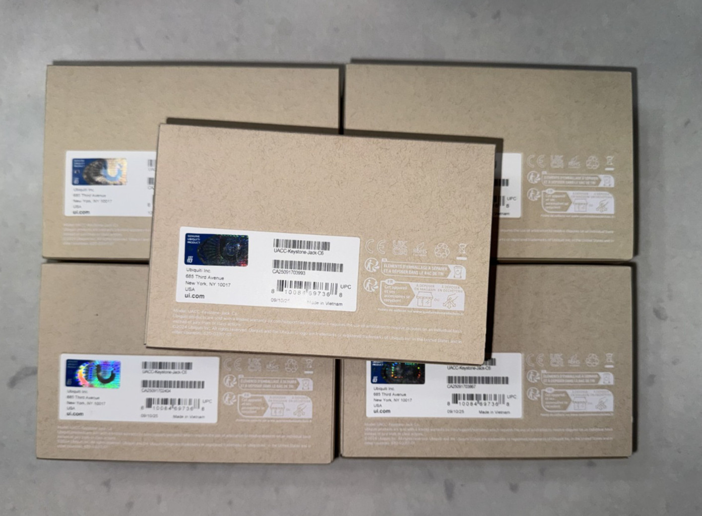 Lot of 5-12Pack UbiQuiti UACC-KEYSTONE-JACK-C6 Unifi Keystone Jack CAT6 VAT Fast