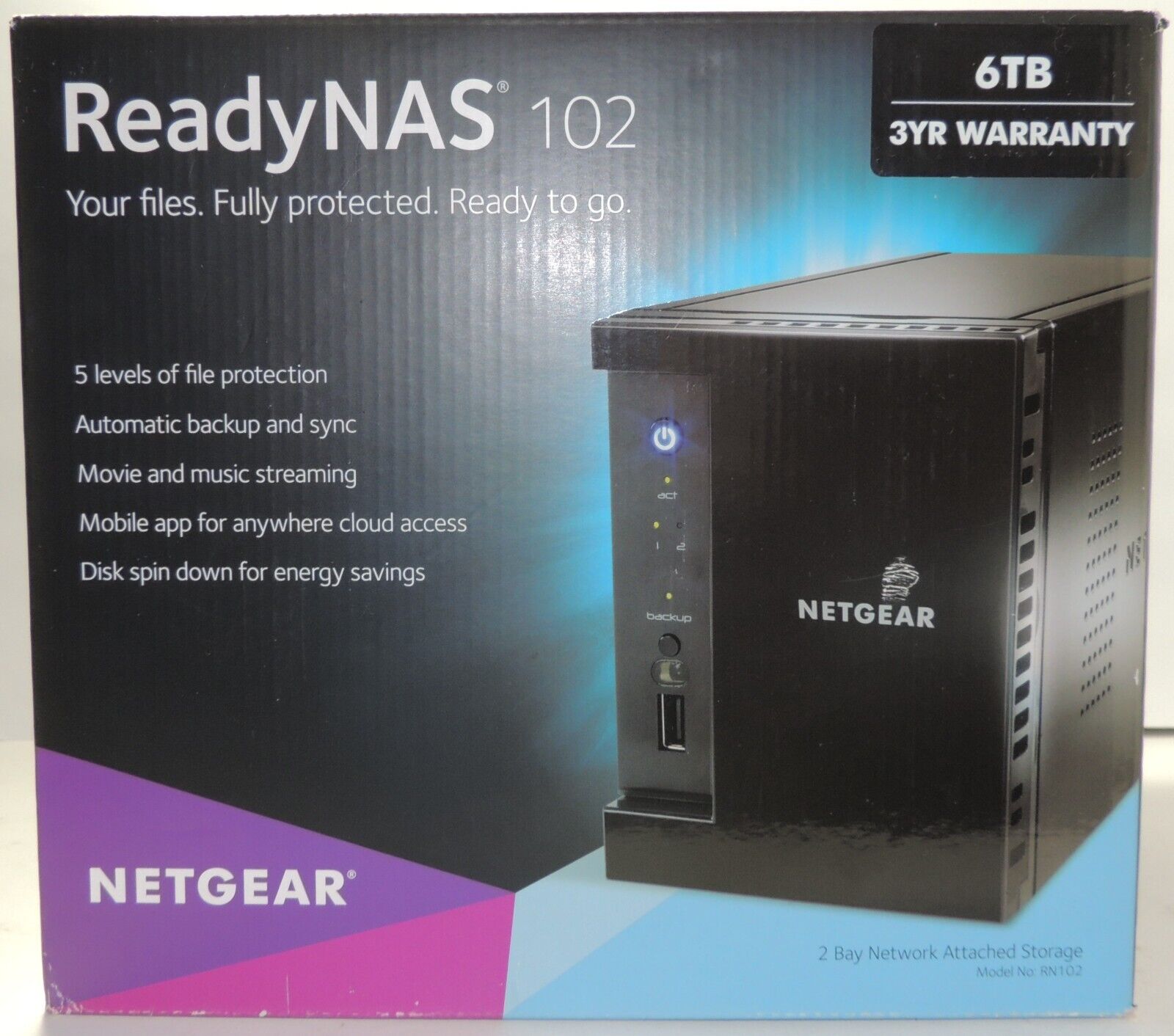 Netgear ReadyNAS 102 2-Bay Network Attached Storage (RN10223D-100NAS) 6TB - NEW