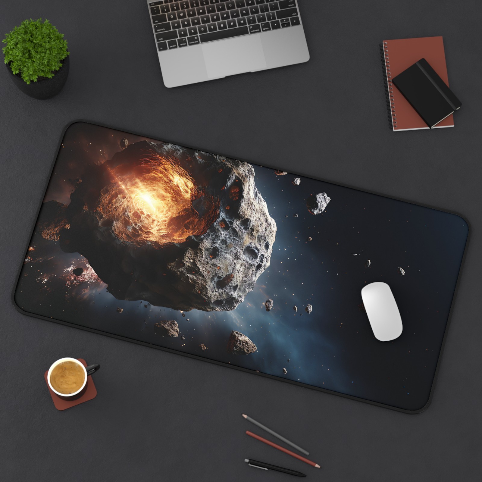 Asteroid Galaxy Desk Mat - Large Sci-Fi Space Mouse Pad for Gaming 