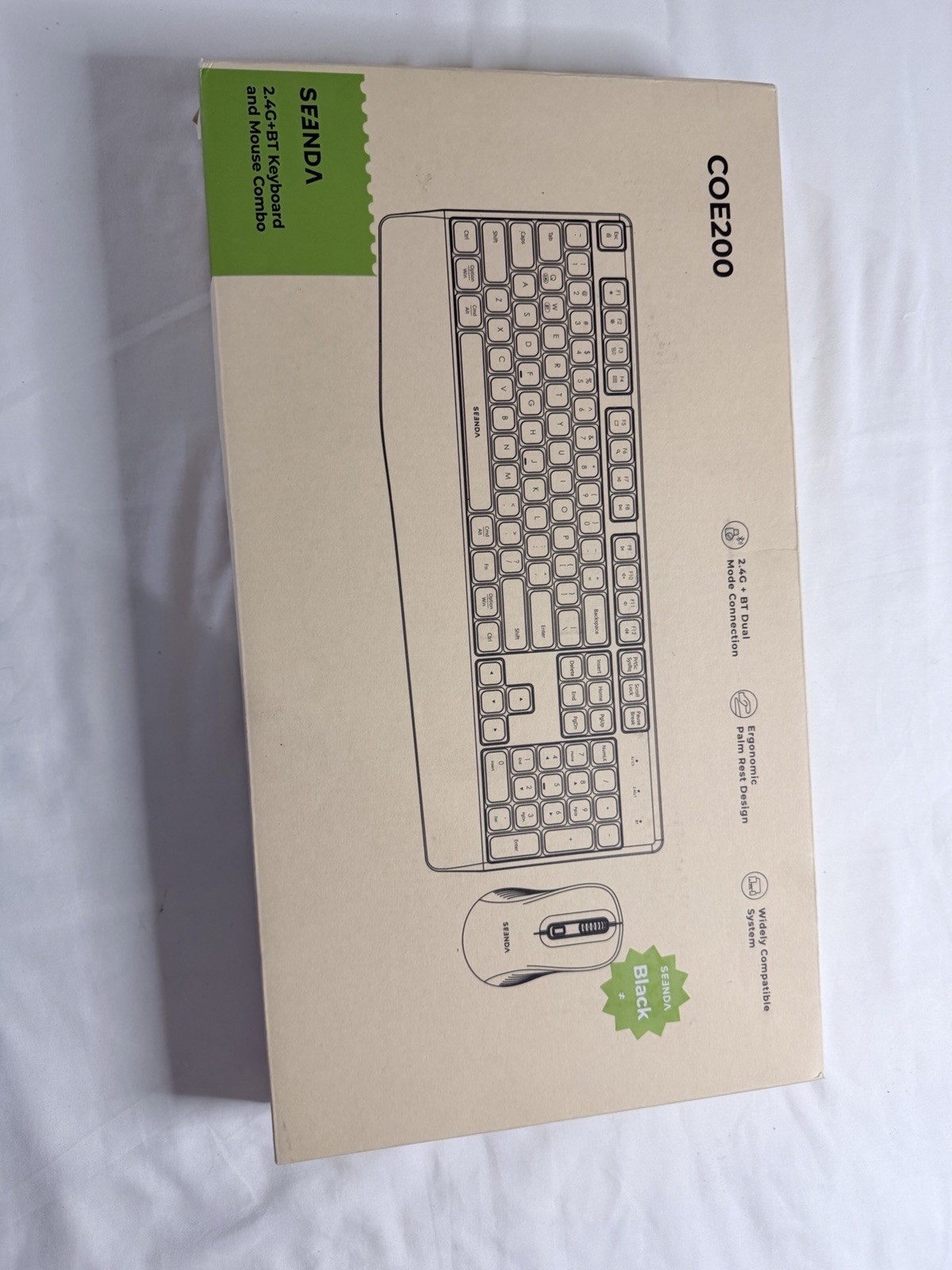 Wireless Bluetooth Keyboard Mouse Combo COE200 Ergonomic Wrist Rest Full-size