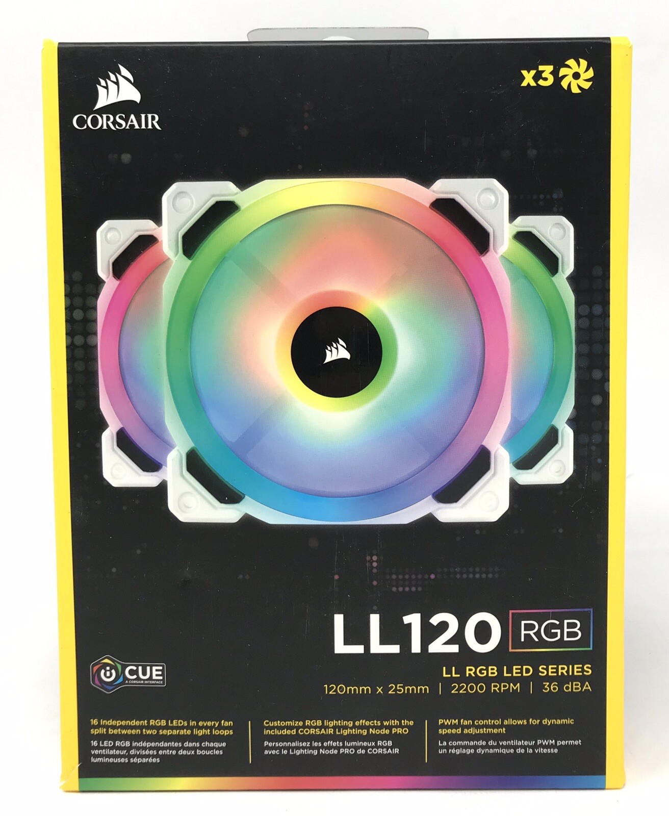 Corsair LL Series LL120 RGB 120mm Dual Light Loop RGB LED PWM X 3 Fan Pack”seal”
