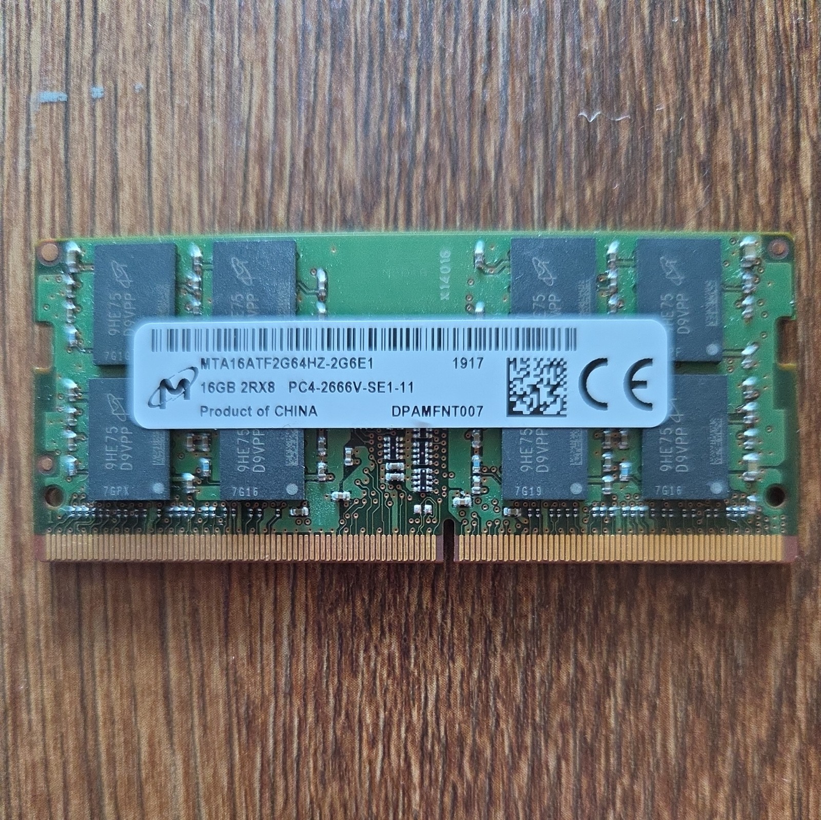 Micron Technology 16GB 2RX8 PC4-2666V-SE1-11 MTA16ATF2G64HZ-2G6E1 Laptop RAM