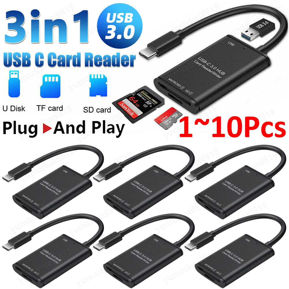 3in1 USB 3.0 Type C To SD/TF Card Reader Adapter Hub For Computer Cellphone Lot