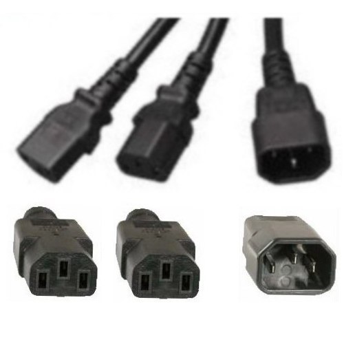 5pk 6ft Power Y splitter AC Cable/Cord/Wire~Devices/PDU/Computer 16awg{1C14~2C13