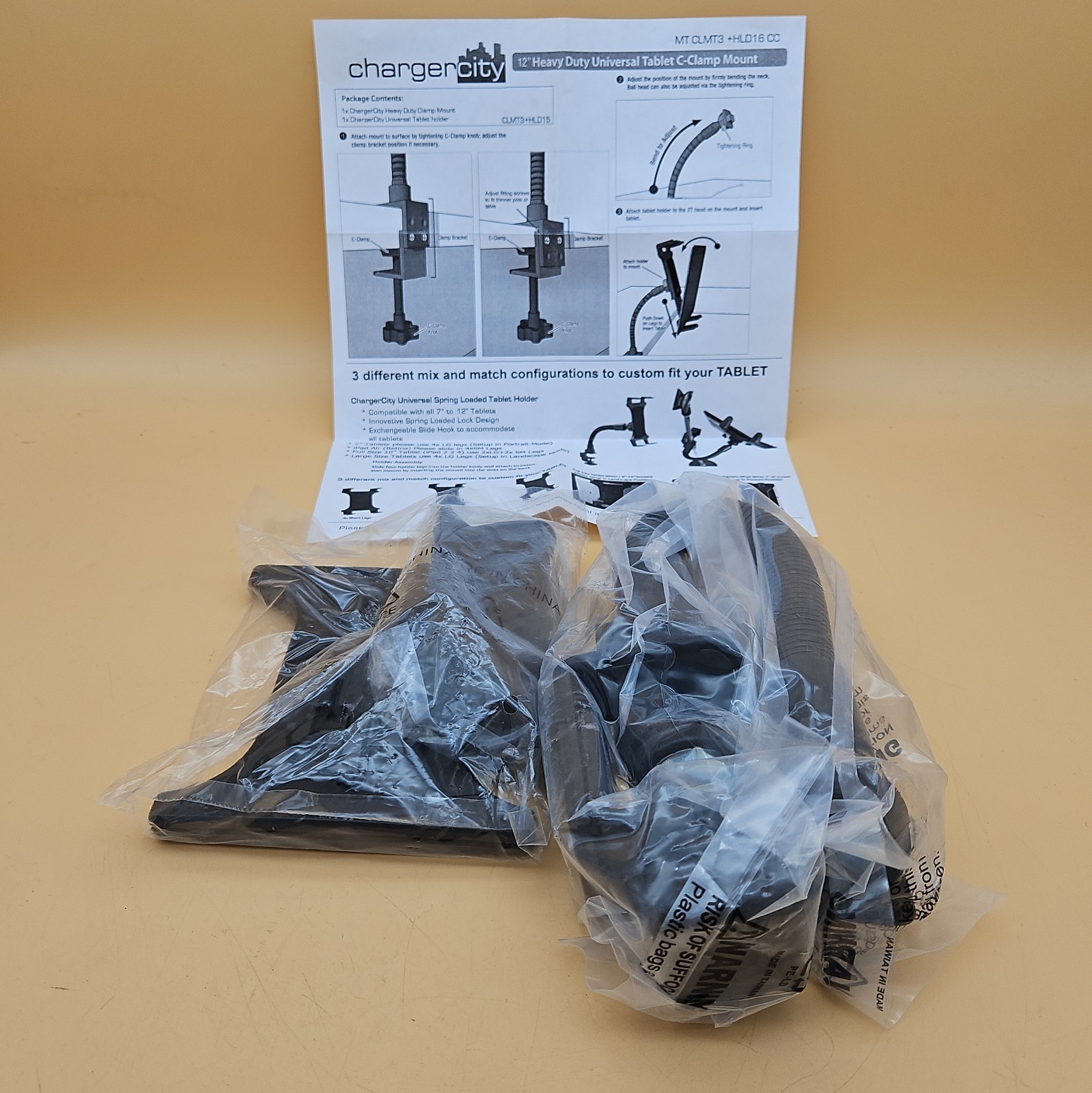 Charger City 12" Heavy Duty Universal Tablet C-Clamp Mount