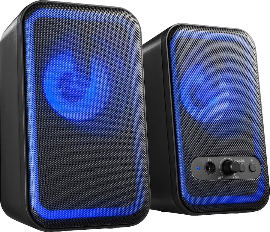 Insignia™ - 2.0 Bluetooth Computer Speakers with RGB Lighting (2-Piece) - Black