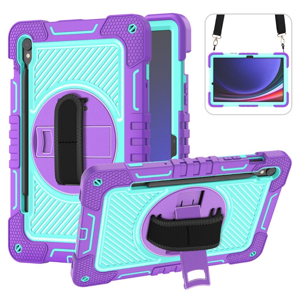 Fr Samsung Galaxy Tab S9 S10 FE FE+ Tablet Shockproof Strap Stand Case Cover/-