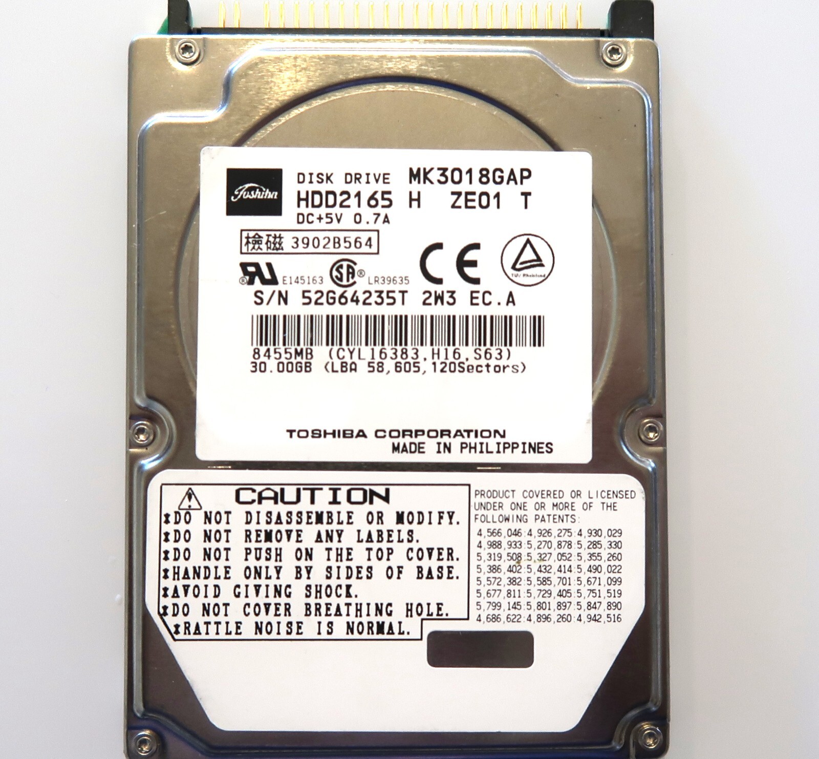 Toshiba MK3018GAP (HDD2165 H ZE01 T) 211 A0/M2.01A 30gb 2.5" IDE/ATA HDD