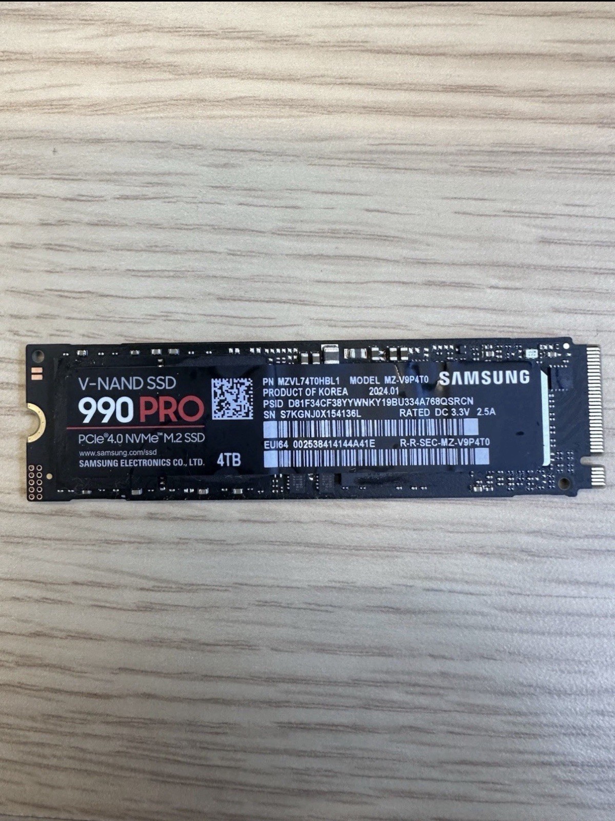 Samsung 990 PRO 4TB M.2 2280 Internal SSD 100% Disk Health