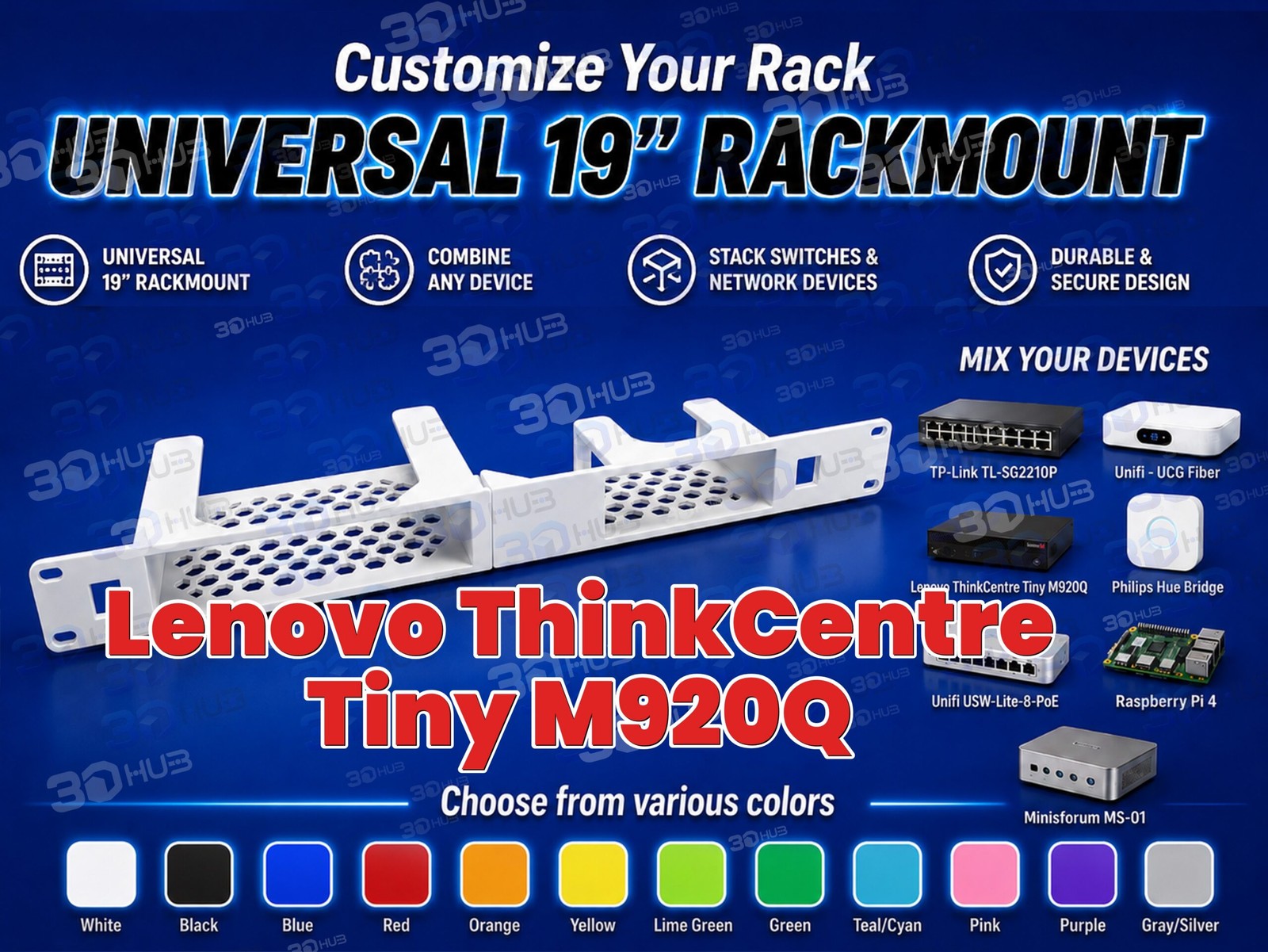 Lenovo ThinkCentre Tiny M920Q 19" Rackmount 1U - Mix & Match with other devices