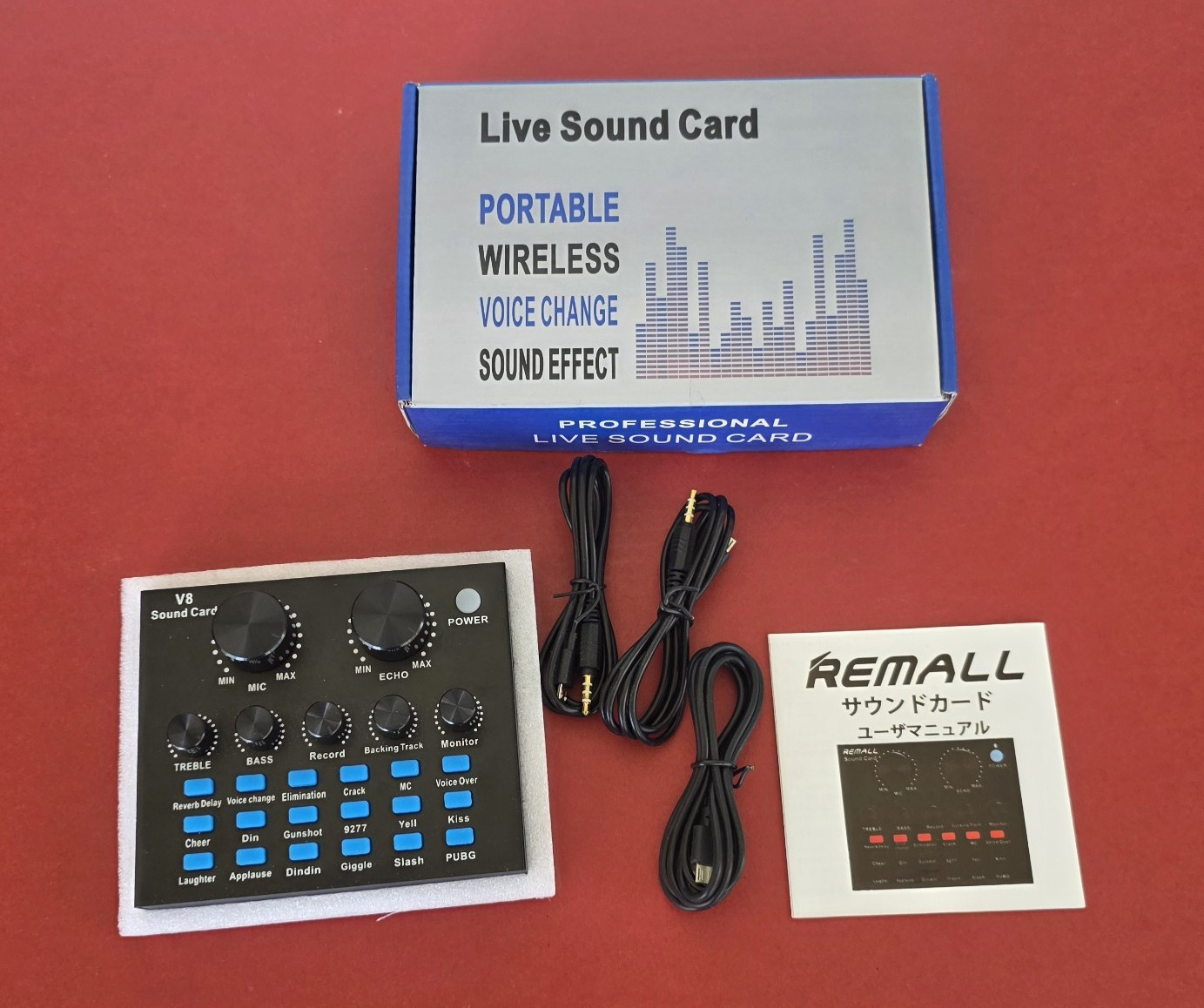 REMALL V8 Sound Card External Audio Interface USB 2.0 3.5mm In/Out Voice Change